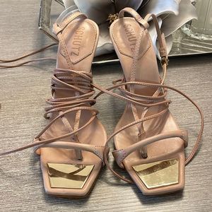 Leather strap stiletto heels